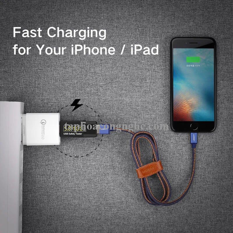 Ugreen 40339 0.5M màu Xanh Cáp Lightning sạc + truyền dữ liệu cho iPhone US199 30040339